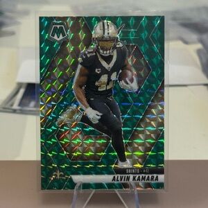🔥 2025 Alvin Kamara Panini Mosaic Green Reactive Prizm Card. New Orlean Saints